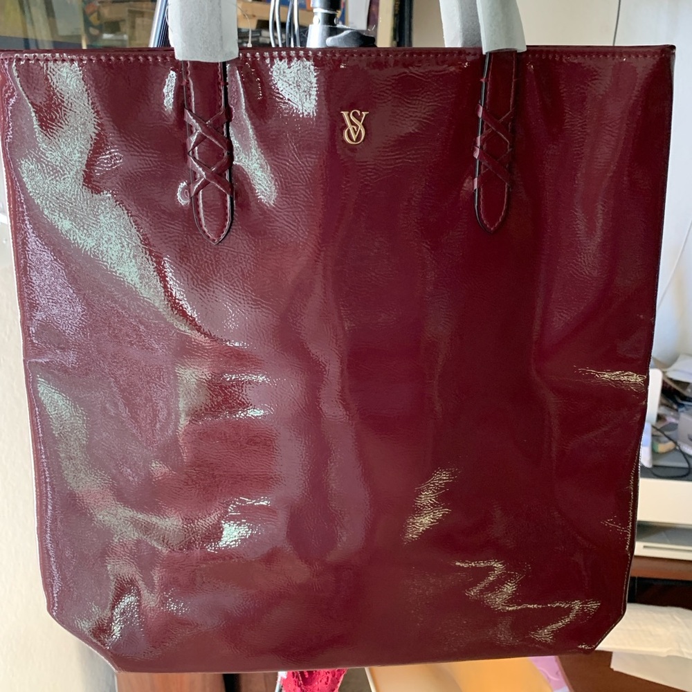 NWT Victoria's Secret Very Sexy Glossy Burgundy Tote Bag